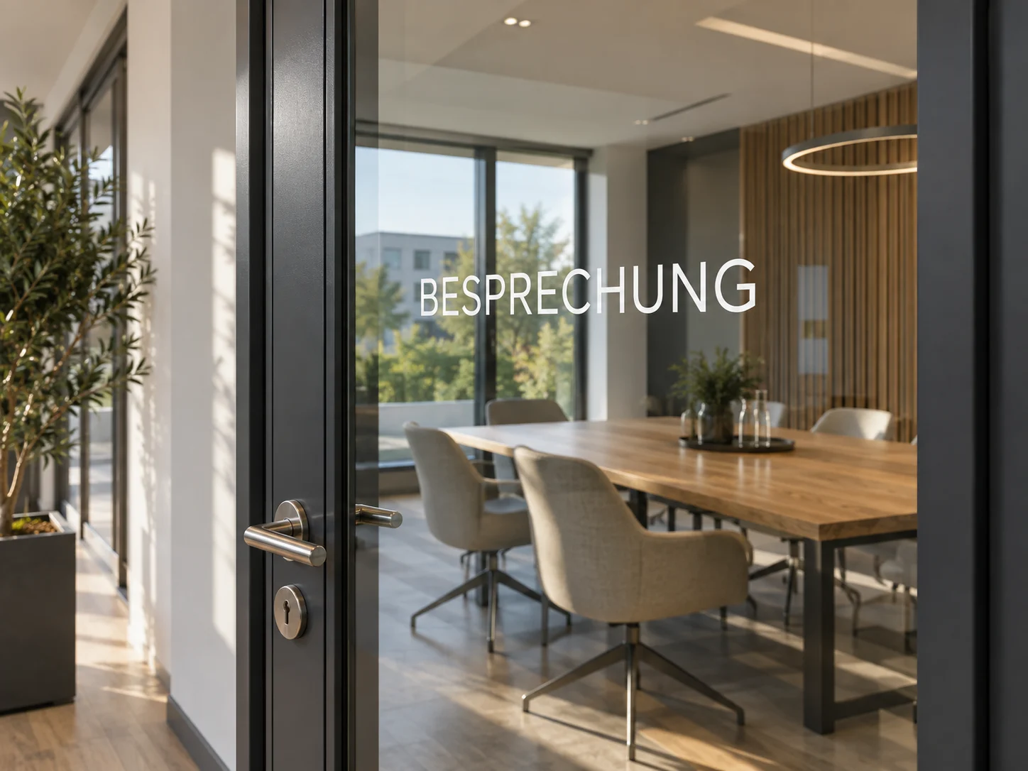 Illustratives Beispiel einer Firmenbeschriftung im Büro